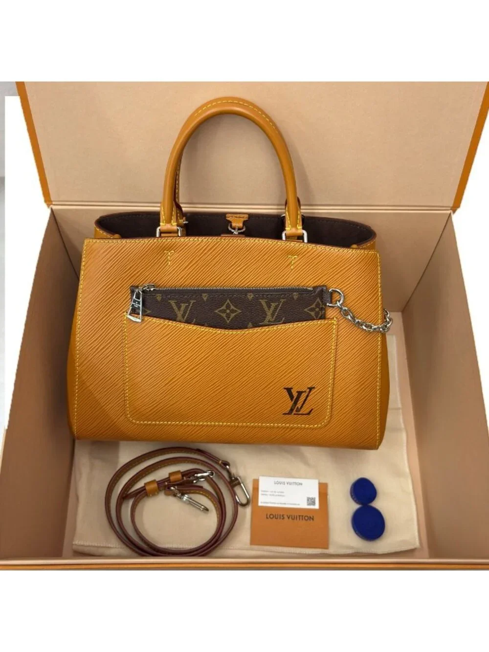 Louis Vuitton Handbag Monogram Epi 2-Way Marelle Tote Brown Gold